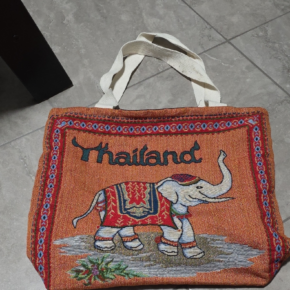 Embroidered Elephant Tote Bag